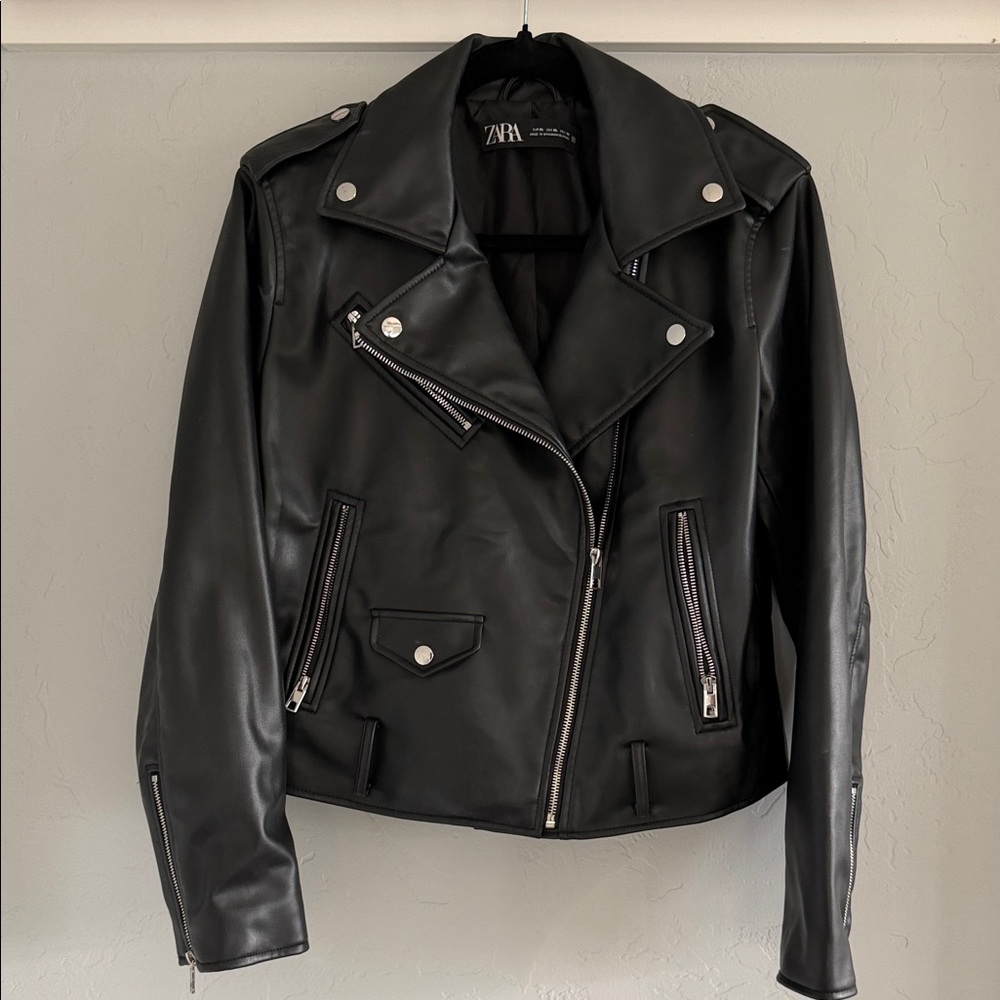 Zara Black Faux Leather Jacket for Women